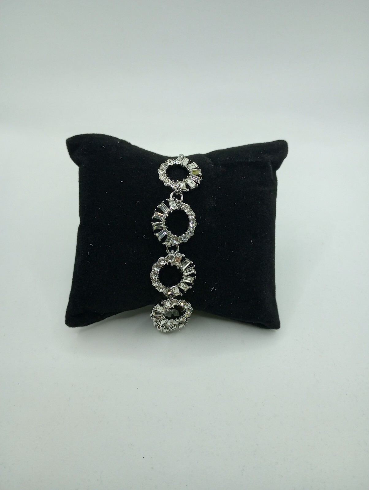 INC Silver-Tone Mixed Crystal Circle Slider Bracelet