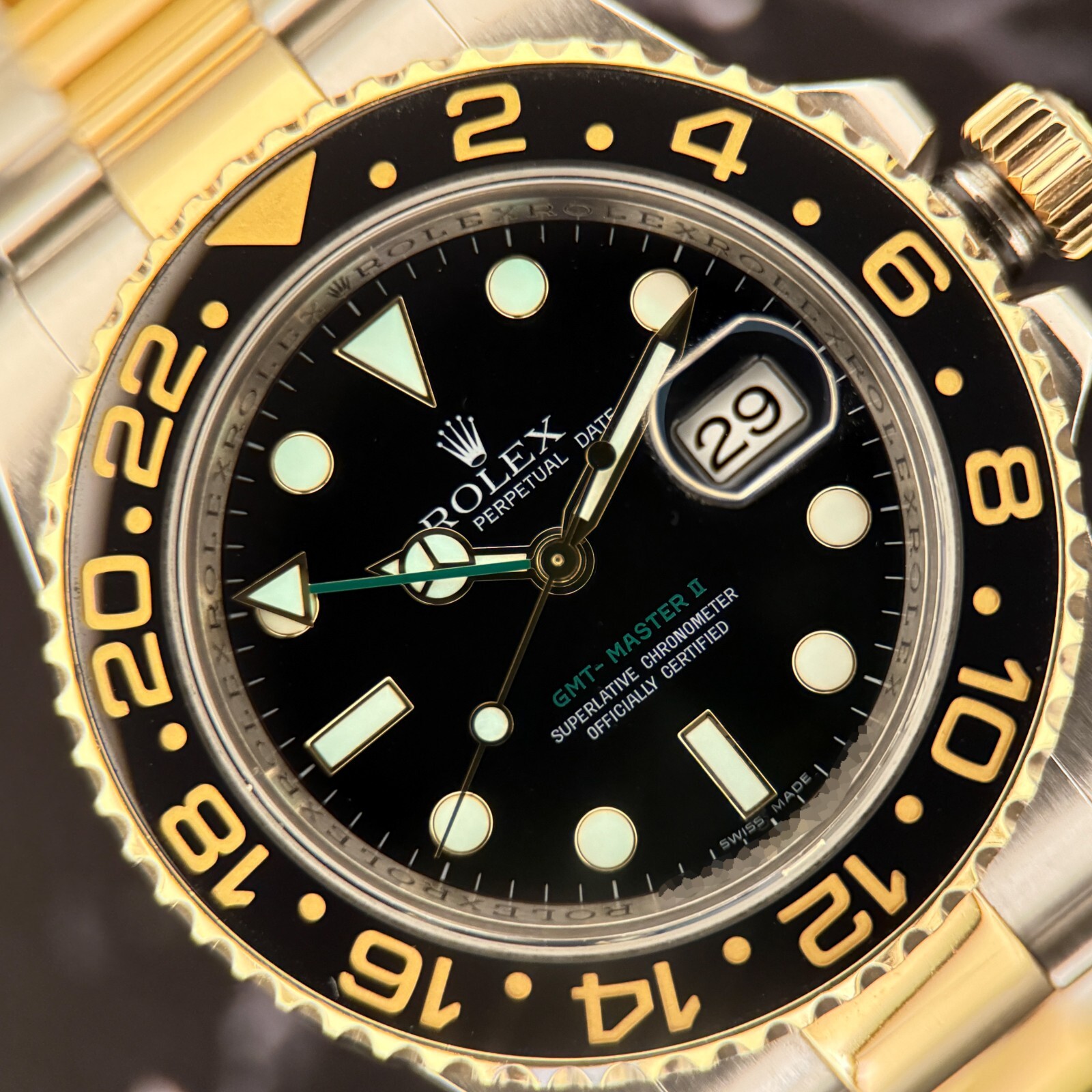 Rolex GMT-Master II 116713 40mm Ceramic Bezel Black 2-Tone 18k YG & Steel