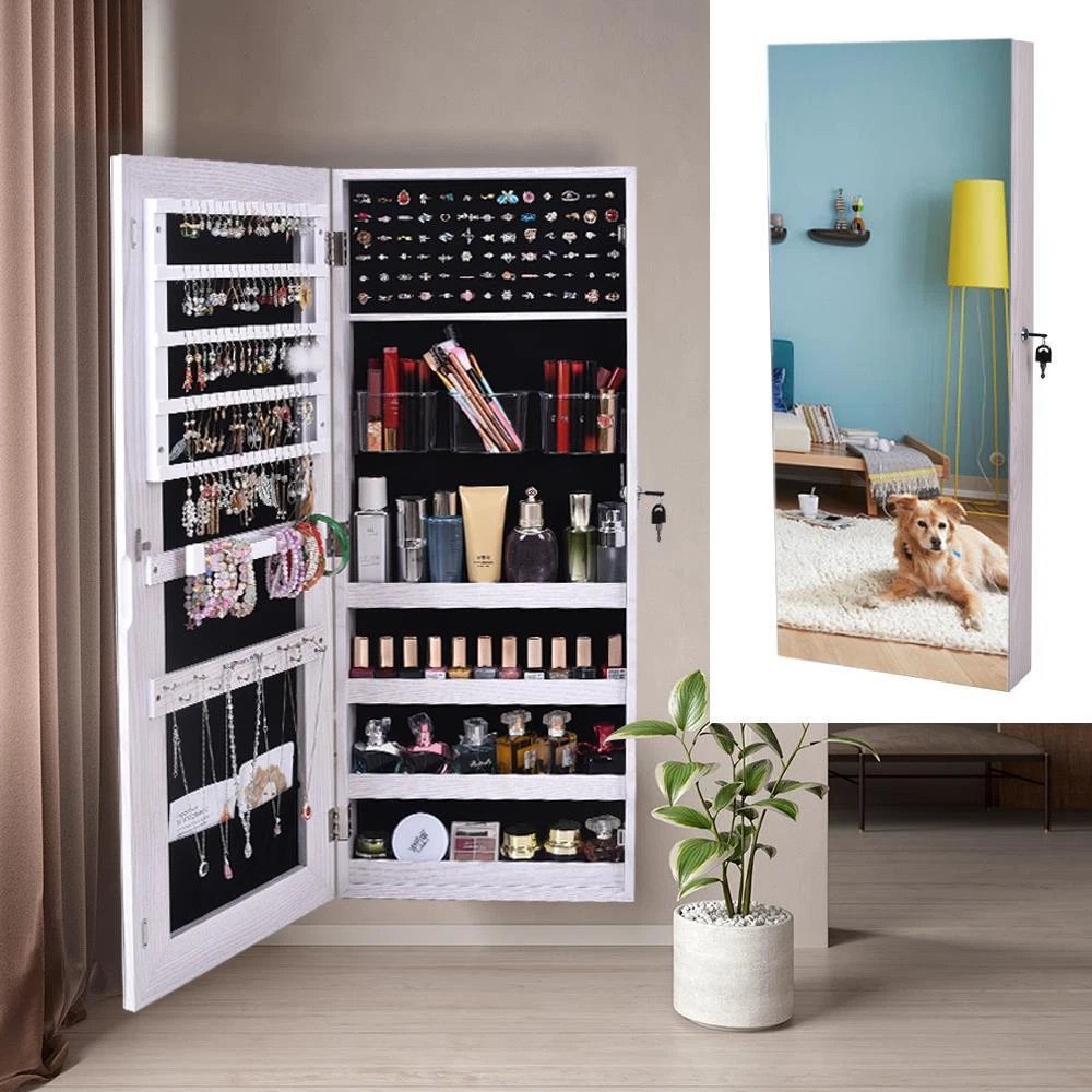 Wall-Mount/Door-Hanging Armoire Lockable Storage Organizer W/ Drawers White