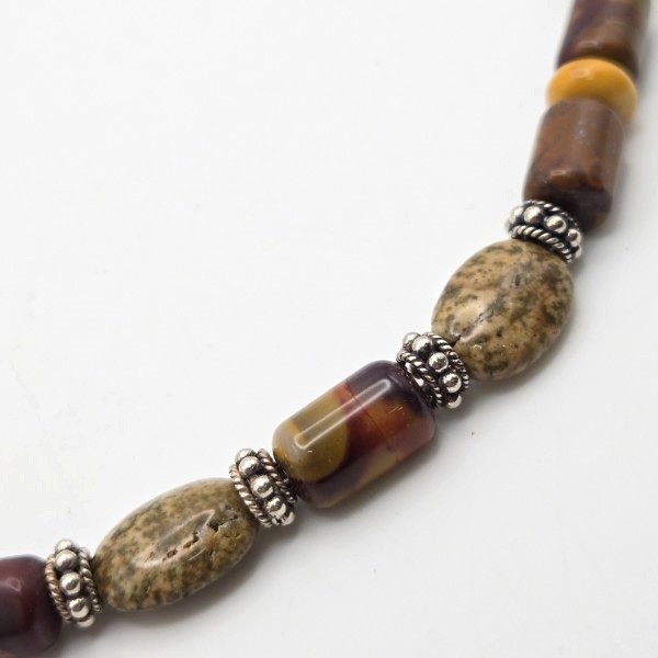 Artisan Crafted Polished Mookaite Jasper 925 Sterling Silver Necklace Handmade