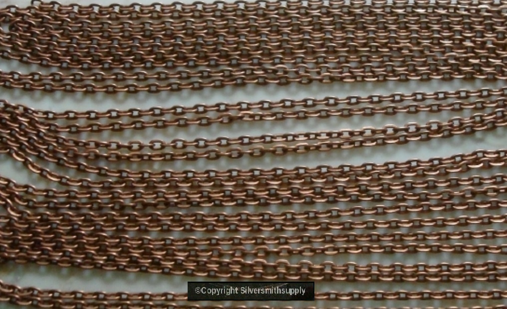 6 feet Copper plated 3x2mm flat cable link bead chain 12 links per inch PCH036B