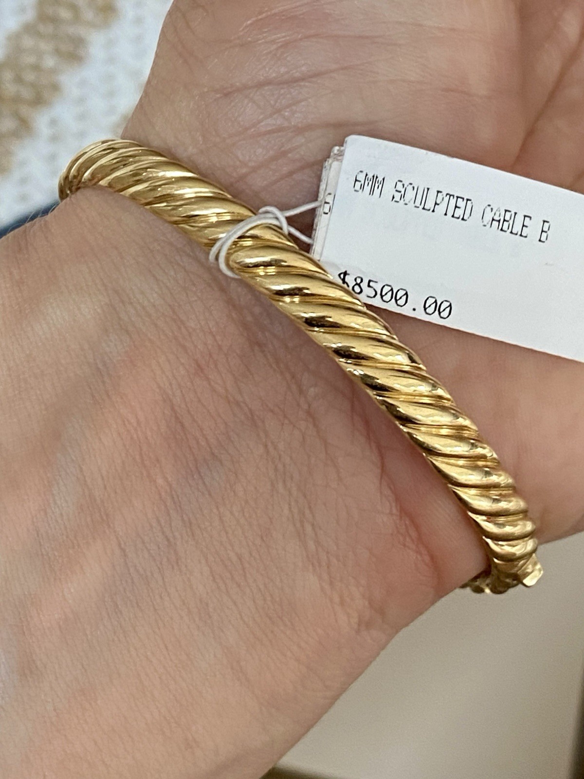 David Yurman 18K Yellow Gold Sculpted Cable Bangle Bracelet 6.2mm $8500+ M