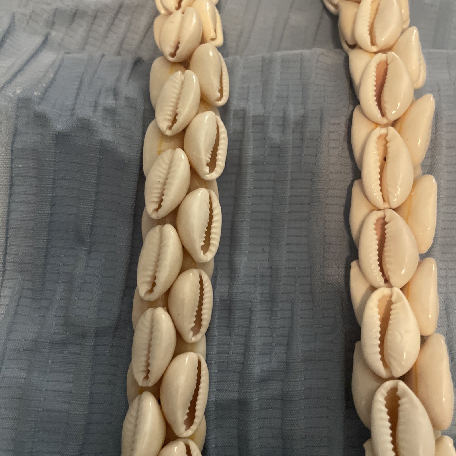 Cowrie Seashell 36” Necklace Handmade In Philippines 3/4” Thick