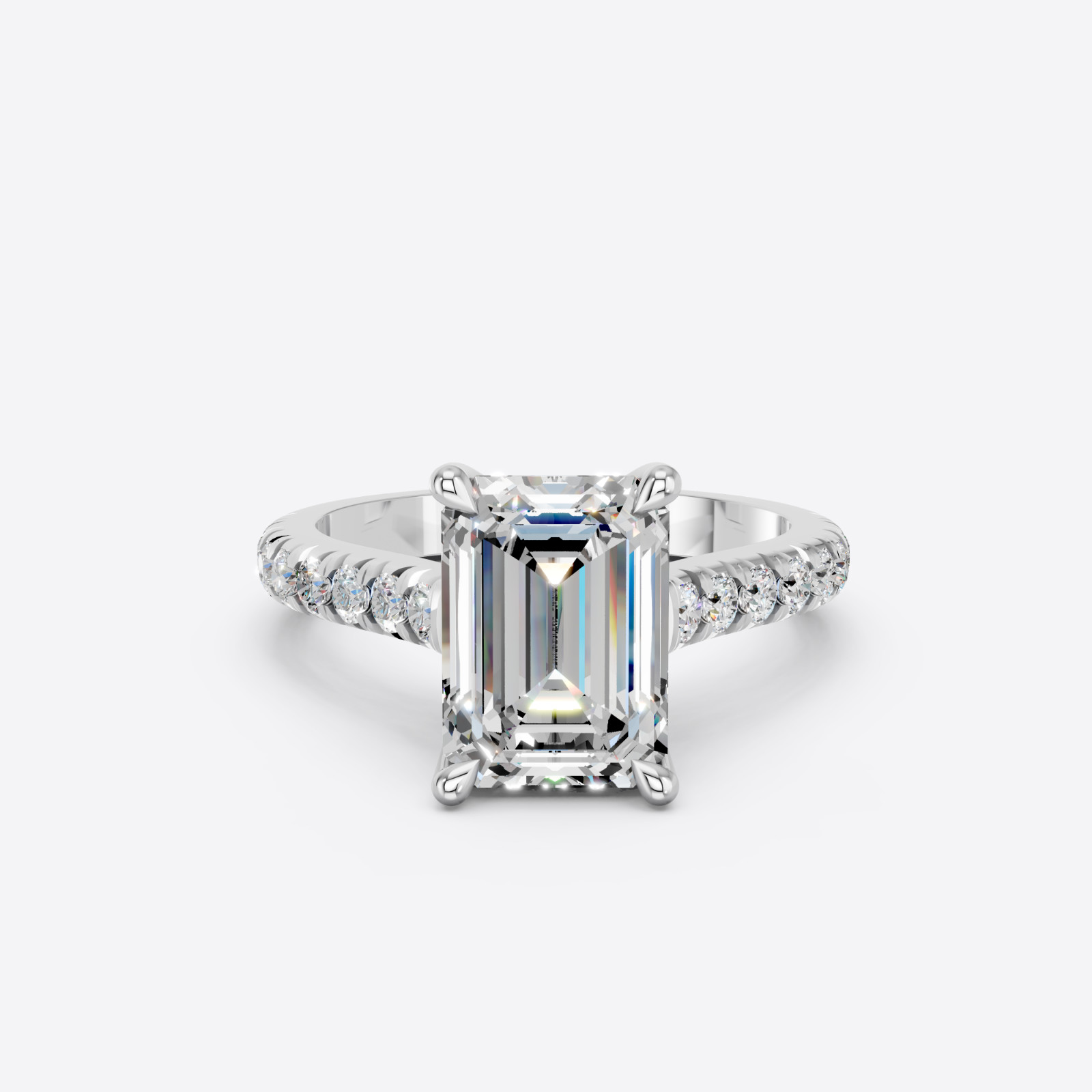 IGI 3.17 CT F VS1 Emerald Cut Lab Grown Diamond Engagement Ring 14k White Gold