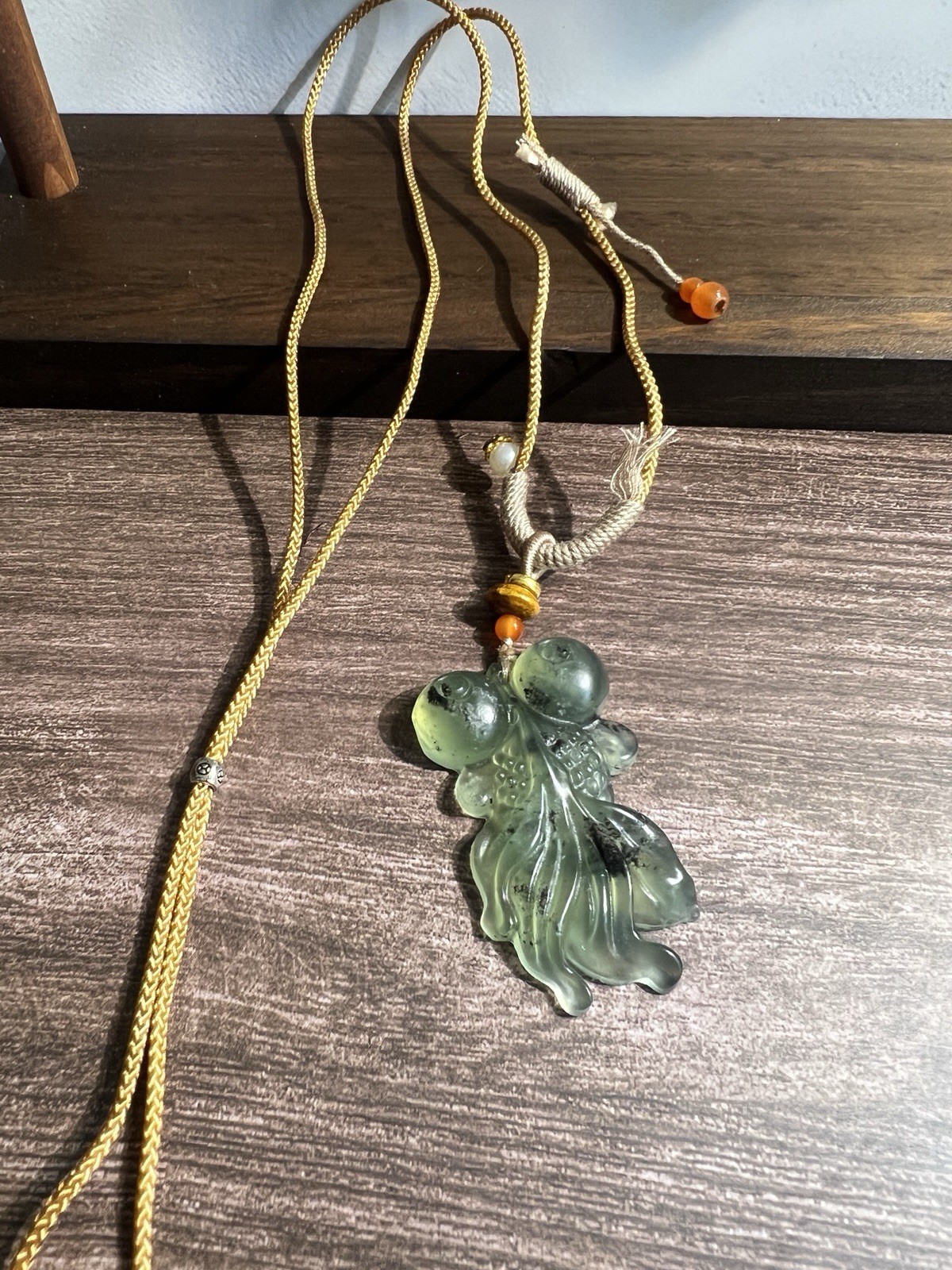 Natural sleeve jade goldfish hand-woven necklace