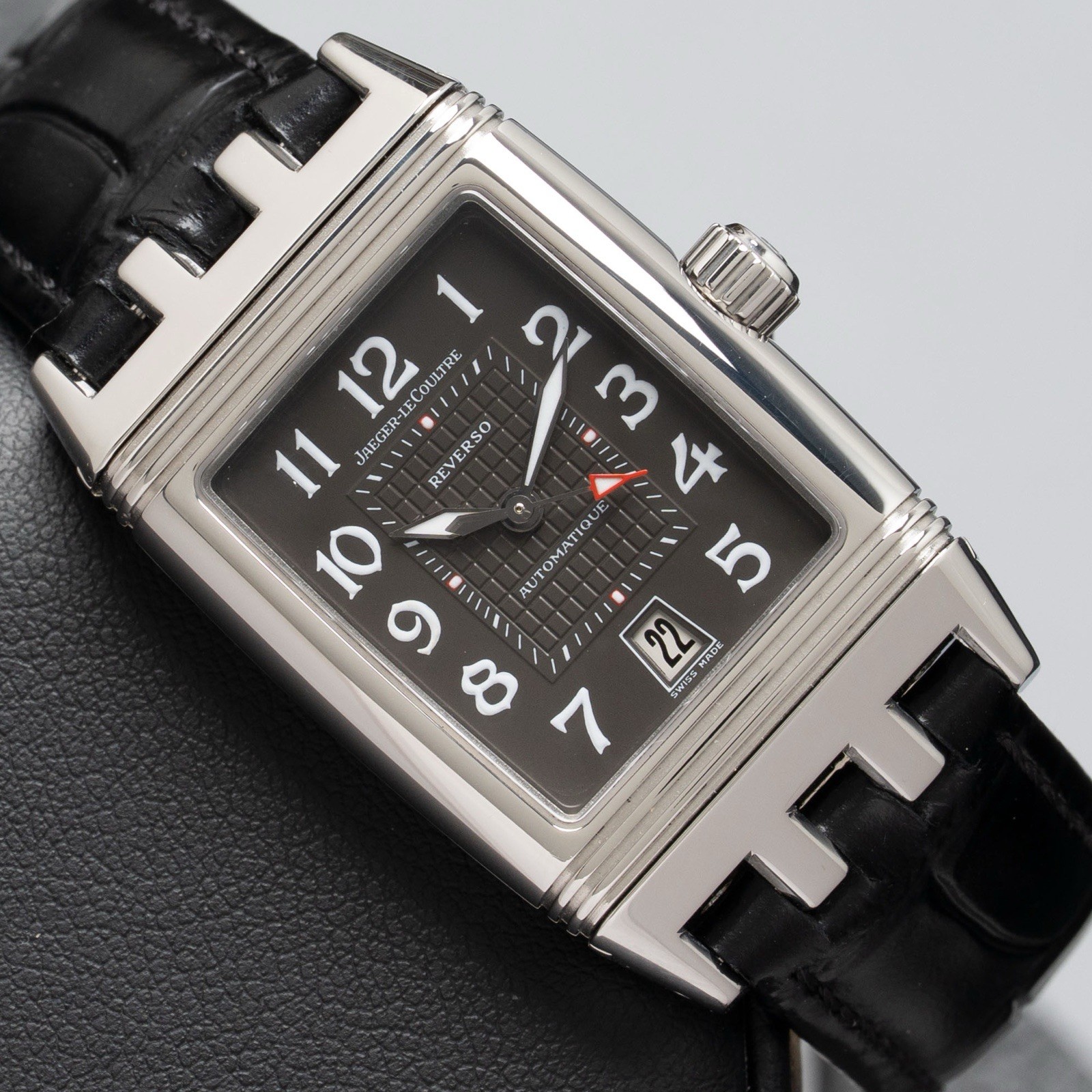 Jaeger-LeCoultre Q2908650 290.8.60 Reverso Black Dial On Leather Strap