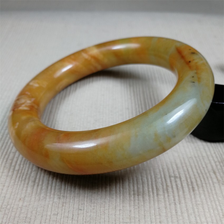 61MM China Ancient Red Green NATURAL HETIAN Jadeite Jade Bracelet Bangle