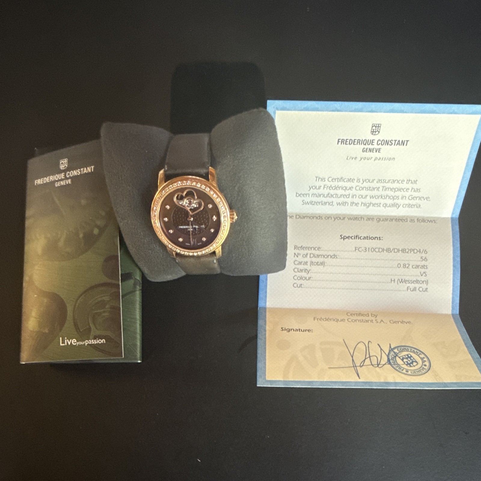 Frederique Constant Swiss Made Automatic Diamond Bezel 34mm Black Dial/Strap