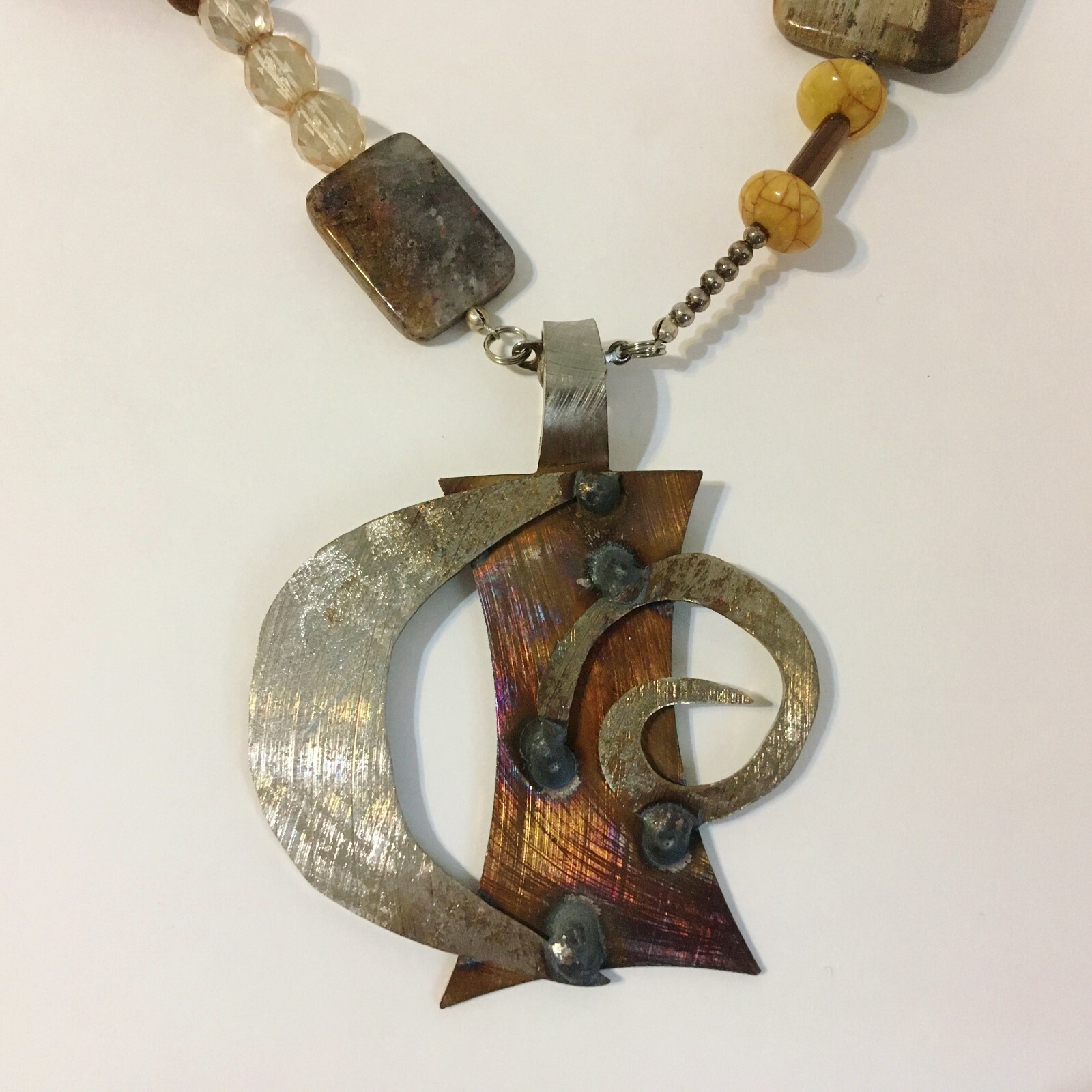 Crescent Pendant One Of A Kind Hand Crafted Stainless Steel Unique Artisan New