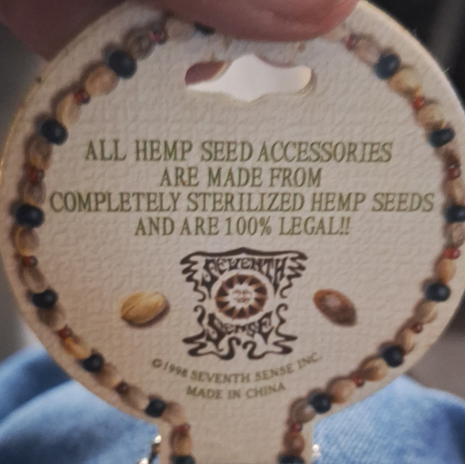 Seventh Sense 100% Hemp Seed Beaded Necklace Multicolor Cable Chain Lobster