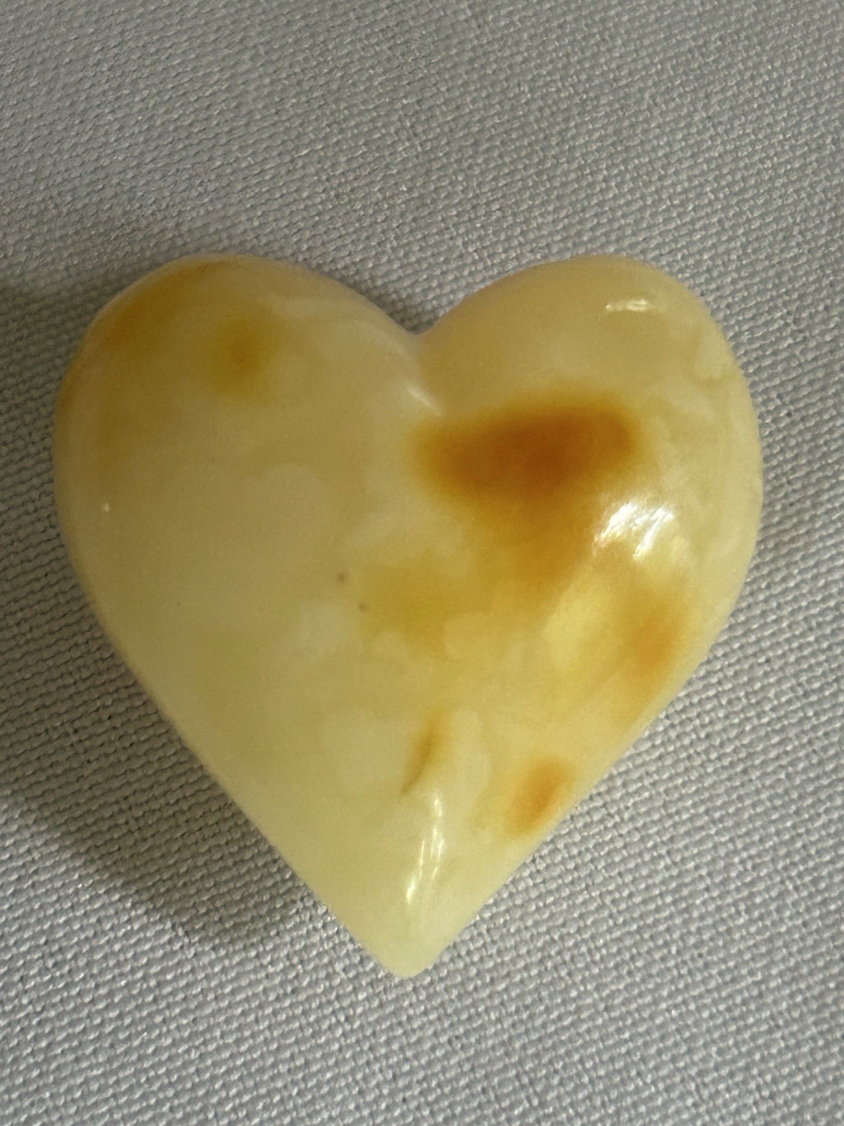 Baltic Butterscotch Natural Solid Amber Puffy Heart 1.5” X1.5” 9.2 grams