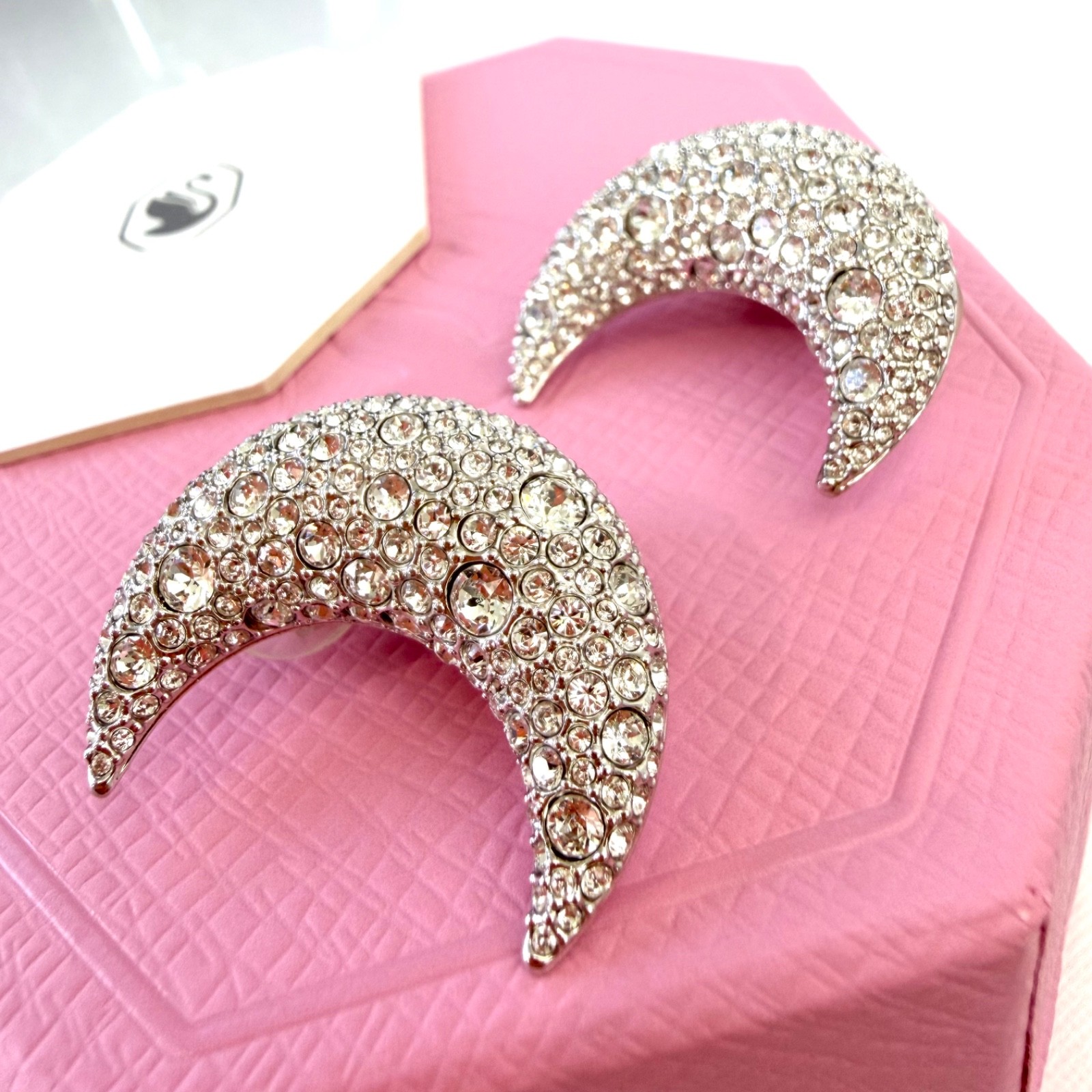 SWAROVSKI Sublima Luna Moon Clip On Earrings Silver Rhodium Plated 5666158 New