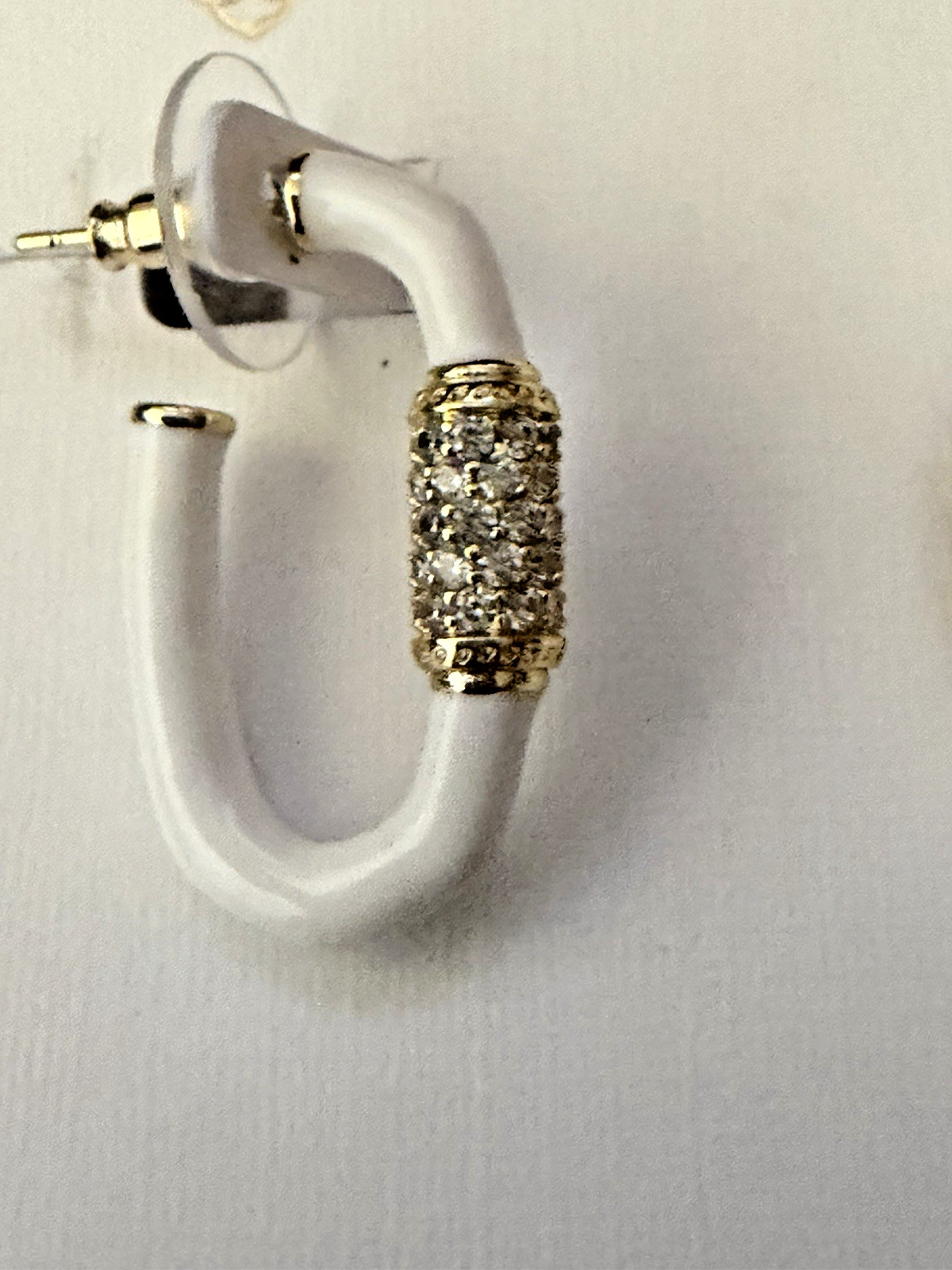 Kendra Scott Emery Enamel Hoop Earrings Gold Tone White Mix NEW NWOT