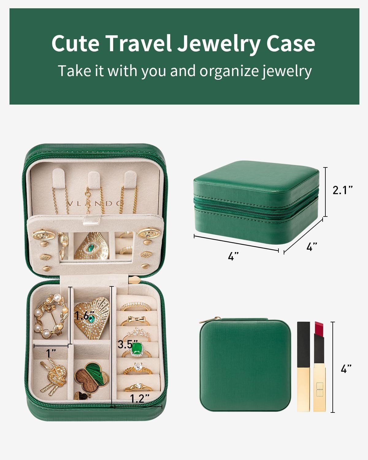 Small Travel Jewelry Box Organizer – Girls Women Gift Rings Earrings Necklace…
