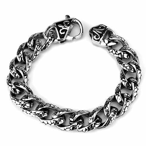 Men’S Biker Style Chain Stainless Steel Bracelet 7.5″ Tk1977