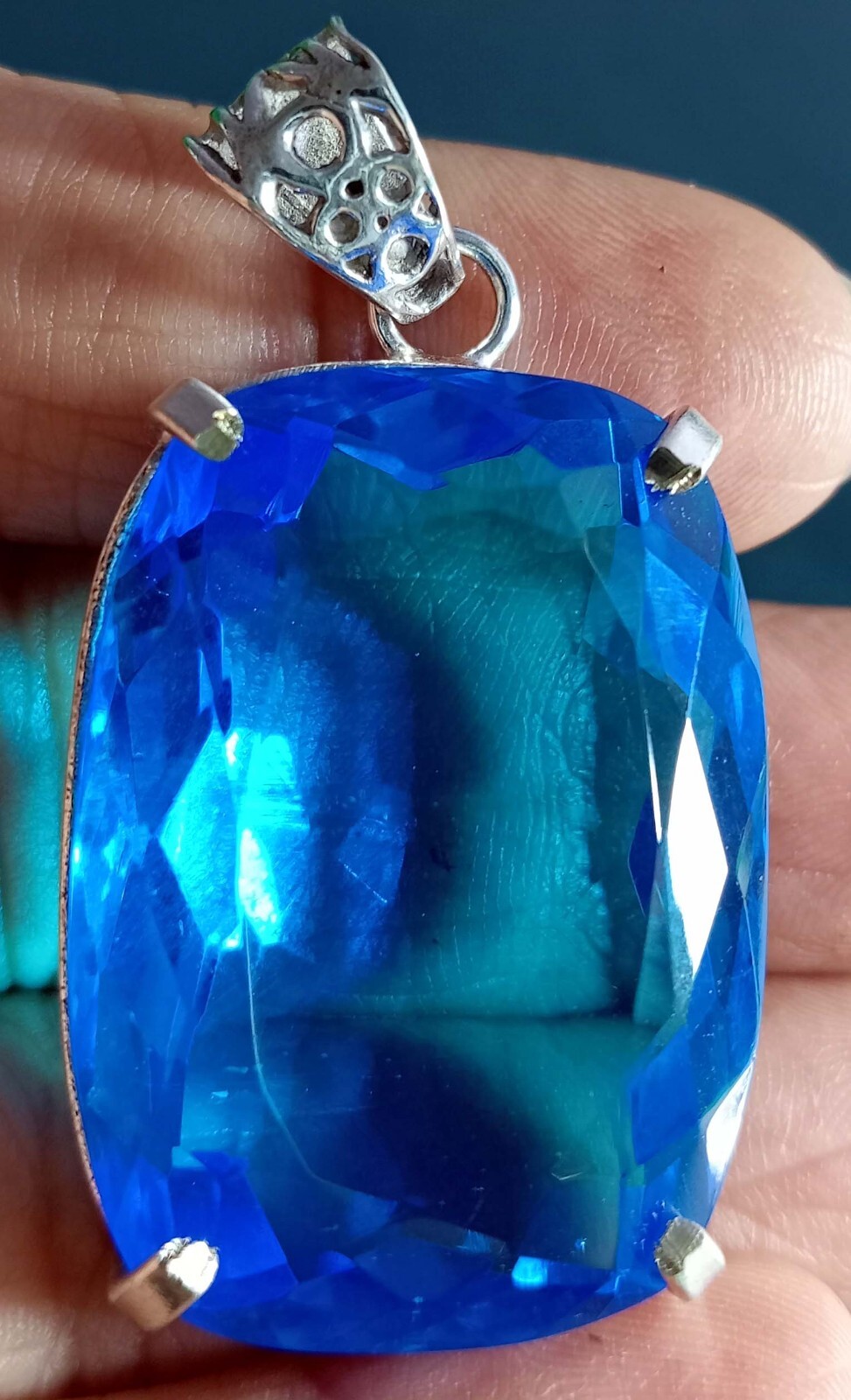 Blue Topaz Pendant Cushion Cut 96.95 Ct Natural Gemstone EGL Certified PD014