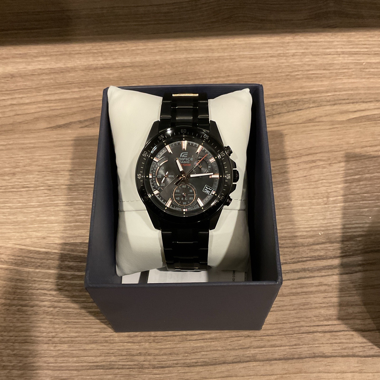 Casio Edifice Men’s Black Stainless Chronograph Date Quartz Watch 100m Box