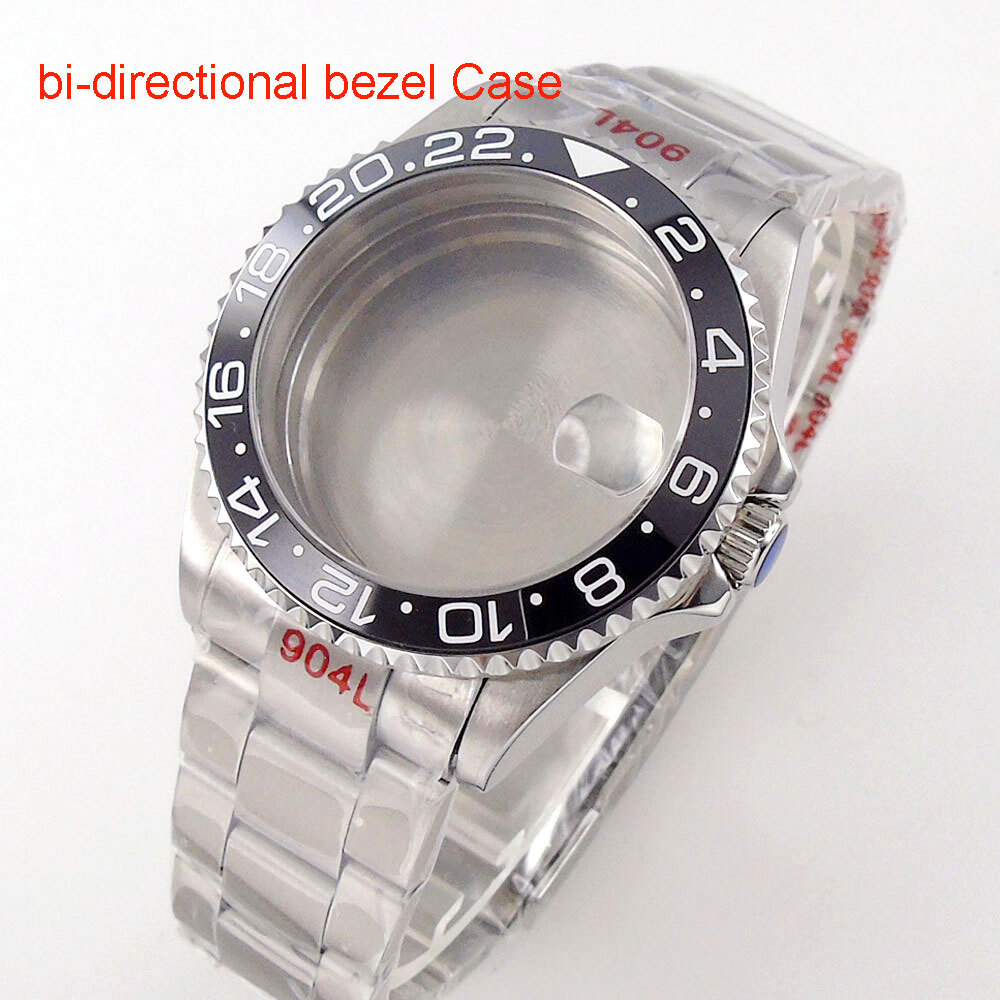 40MM SUB GMT bidirectional bezel Watch Case Sapphire Fit NH34 NH35 NH36 2824