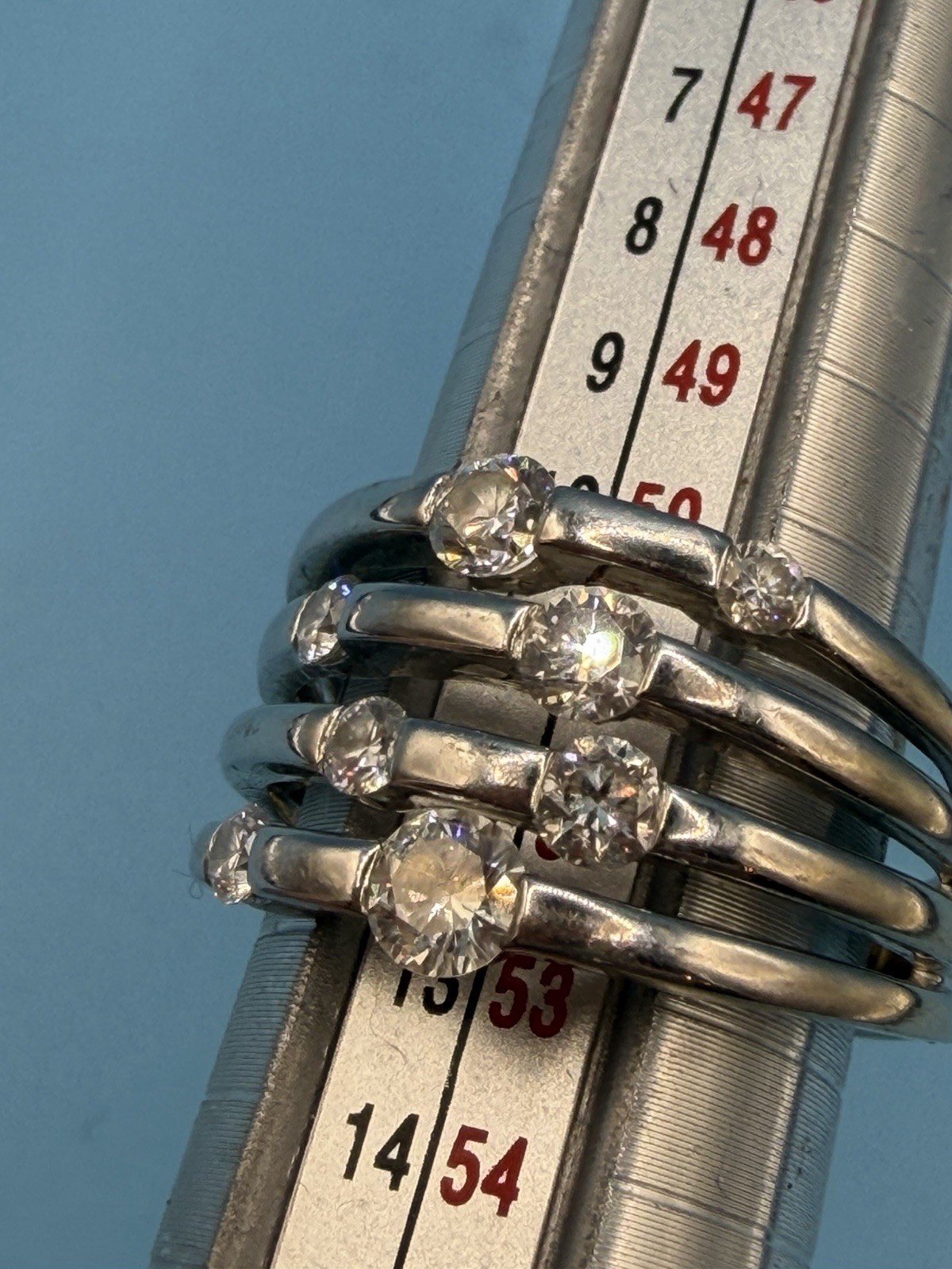 14kt White Gold Right Hand Diamond Ring Flush Set Size 6 7.33g