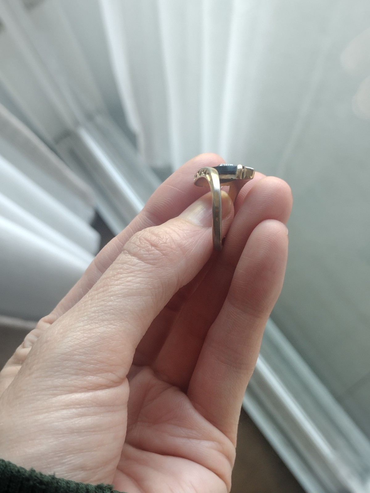 Vintage Bypass Cocktail Ring Marquise Black Stone Crystals 18K Gold Plated