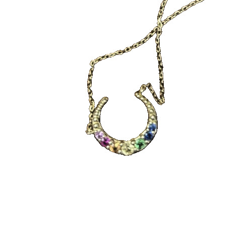 Multi-color Sapphire Crescent Necklace
