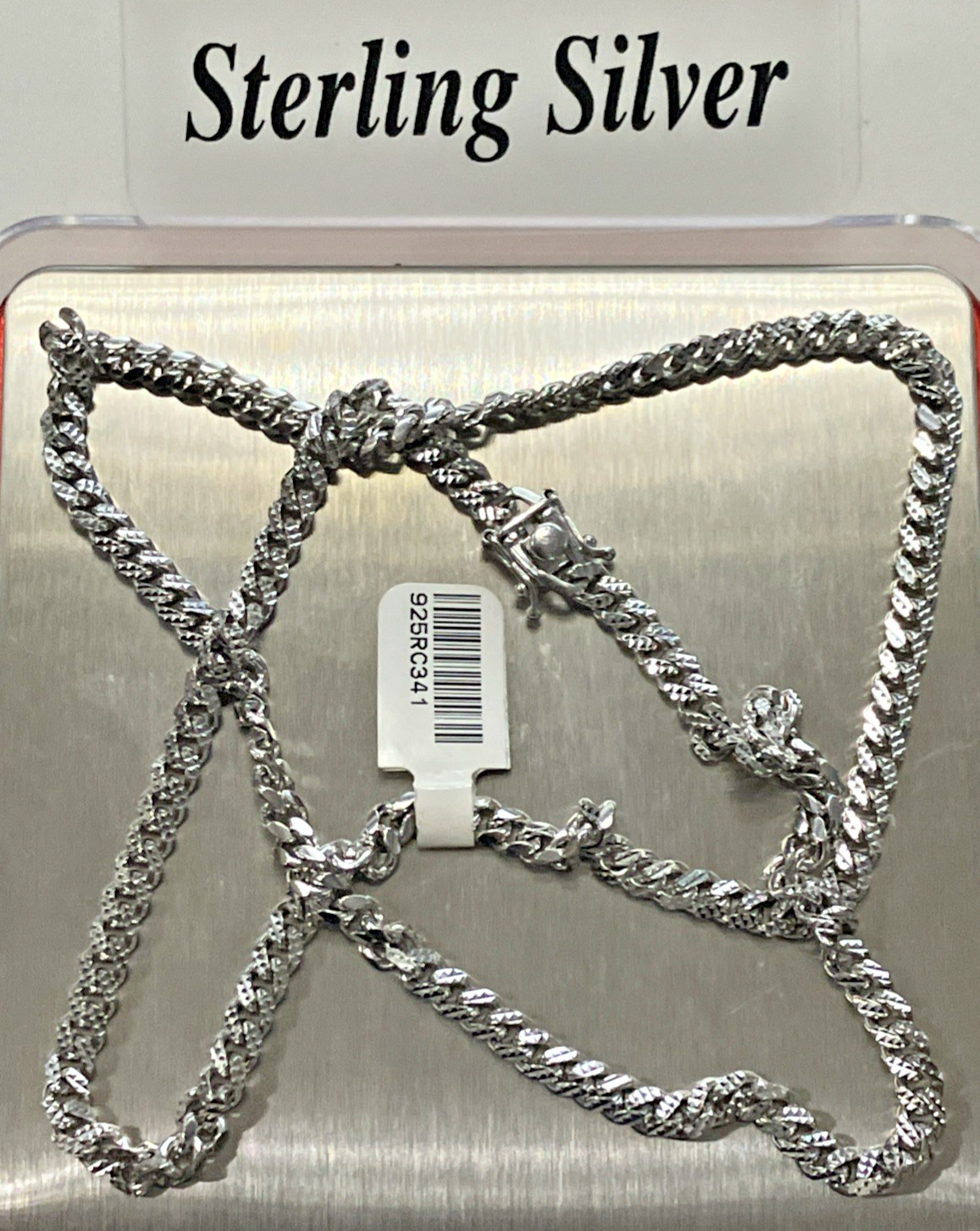 925 Sterling Silver Italy Solid Cuban Link Diamond-Cuts Chain 34grams 4.8mm 24”