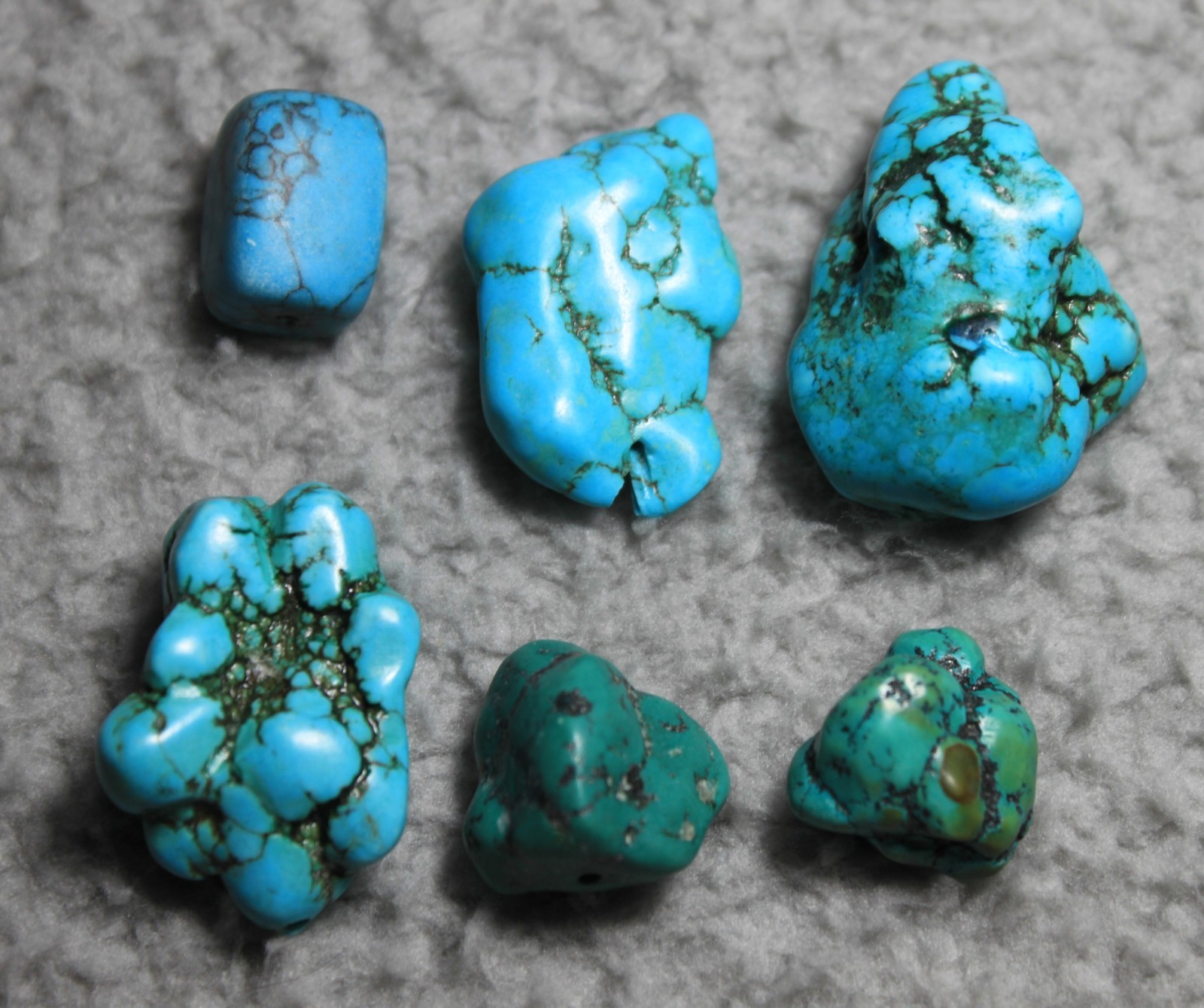 Natural Turquoise Nugget Bead Lot of 6 Chunky Stone Focal Jewelry Approx 20-40mm