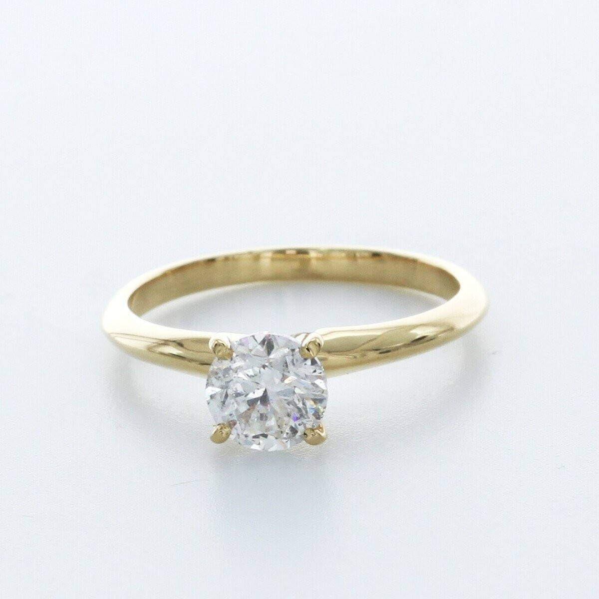 1.0CT Natural Diamond F/SI1 Round Cut 14K Gold Four-Prong Classic Solitaire Ring
