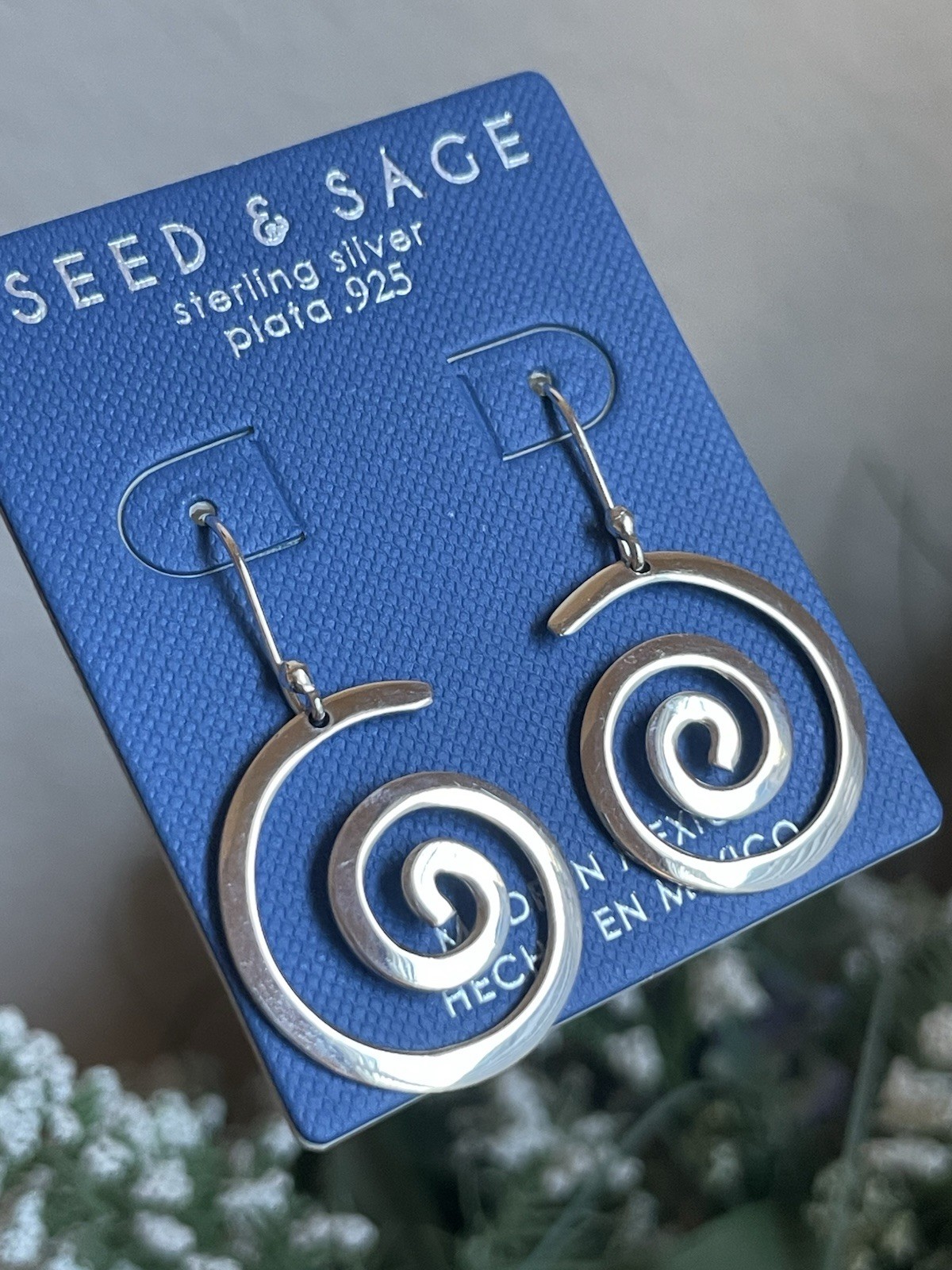 Seed & Sage Sterling Silver Dangle Swirl Earrings 1.5 Inches