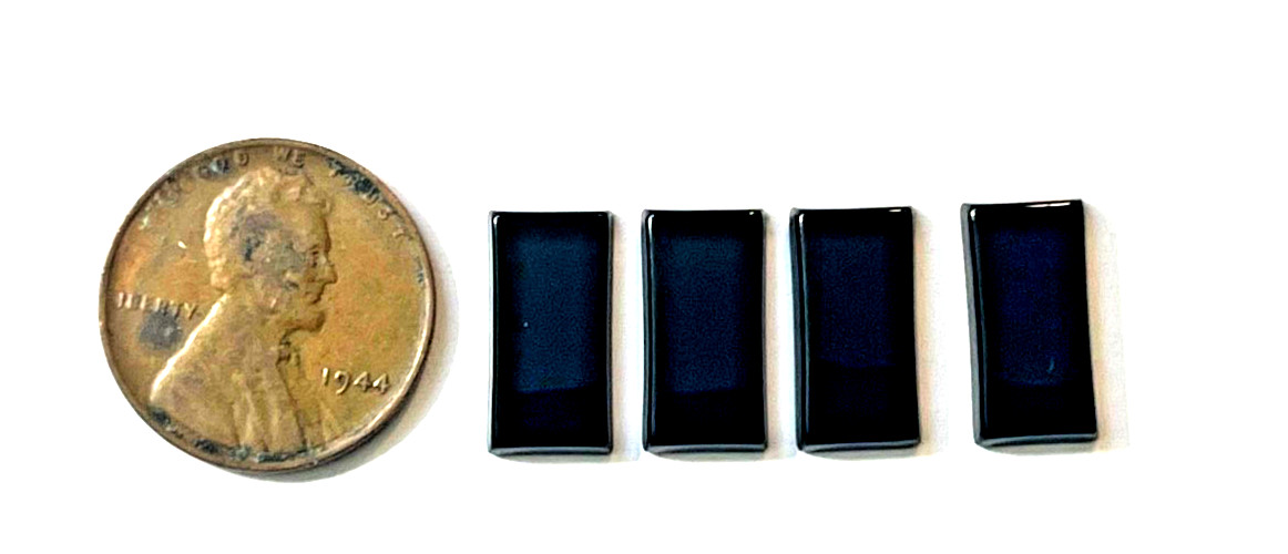FOUR (4) PIECES BLACK ONYX 14X7 MM RECTANGLE FLAT AS PICTURED BELOW WHOLESALE!!!