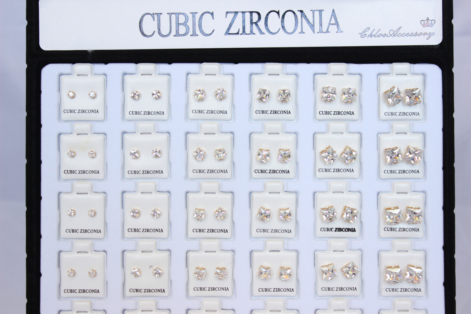 Wholesale Lot 36pcs Cubic Zirconia CZ Earrings Wedding Square Stud GOLD Jewelry