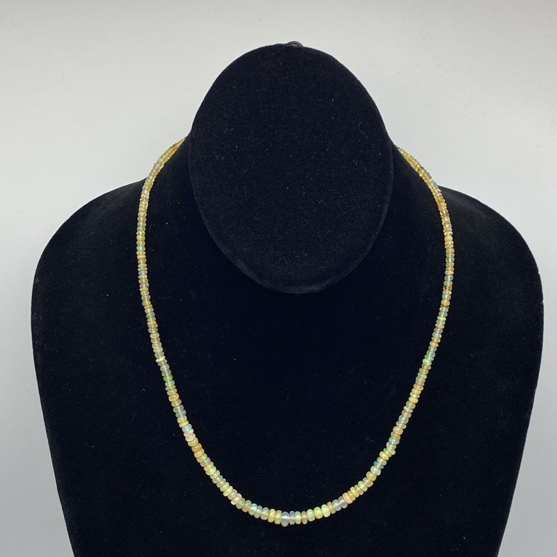 Gold Filled Ethiopian Opal Bead Necklace & Faceted Bead Earring Jewelry Set 18″