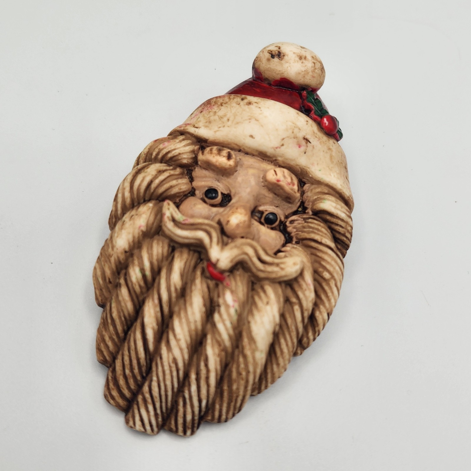 Vintage Christmas Santa Claus Brooch Sandicast 3.75 IN