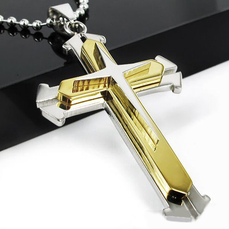 Stainless Steel Vintage Cross Necklace Cross Pendant Necklace for Men Women Teen