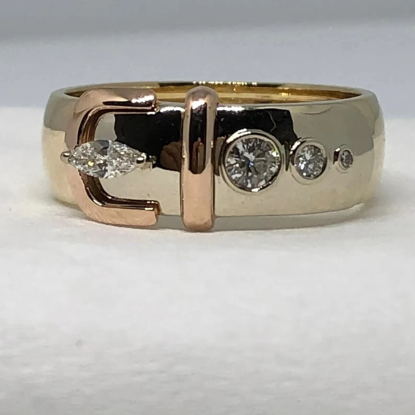 Belt Buckle Wedding Ring 14K Two-tone Gold Over 2Ct Round Lab-created Diamond