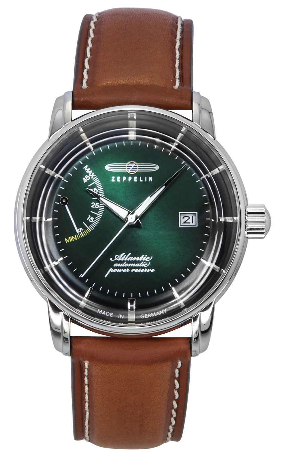 Zeppelin Atlantic Leather Strap Dark Green Dial Automatic 84624 Men’s Watch