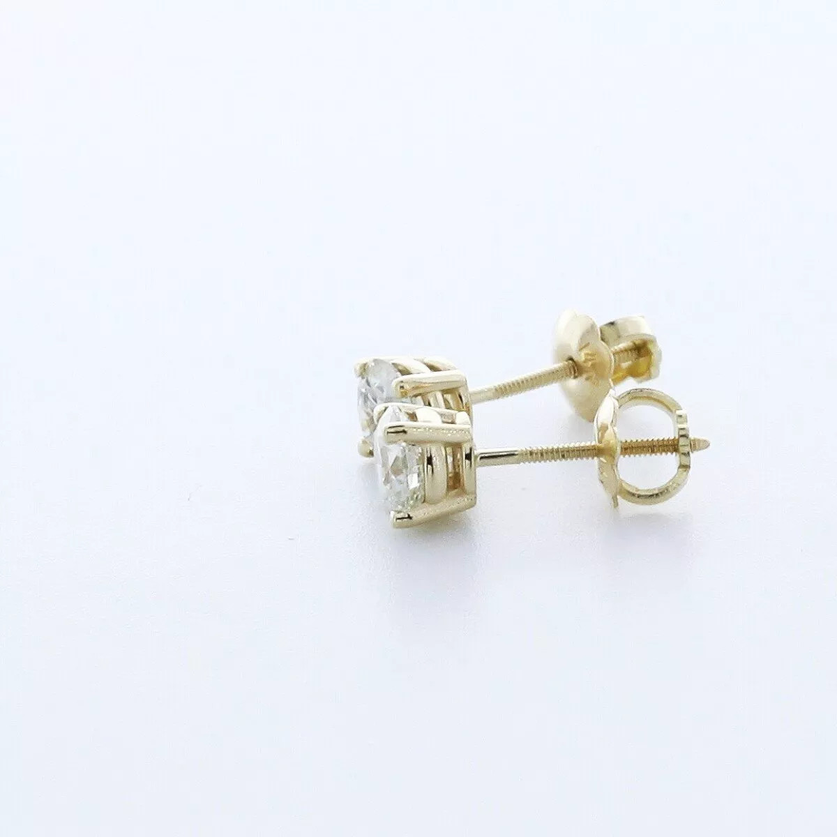 Solid 14K White Gold Stud Earrings Classic 1.31 CT Round Natural Diamond H SI2