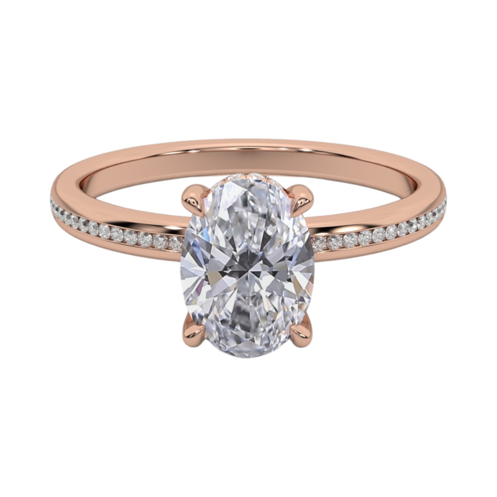 Oval Cut 2.75 Ct IGI Certified Lab Created Diamond Engagement Ring 14k Rose Gold
