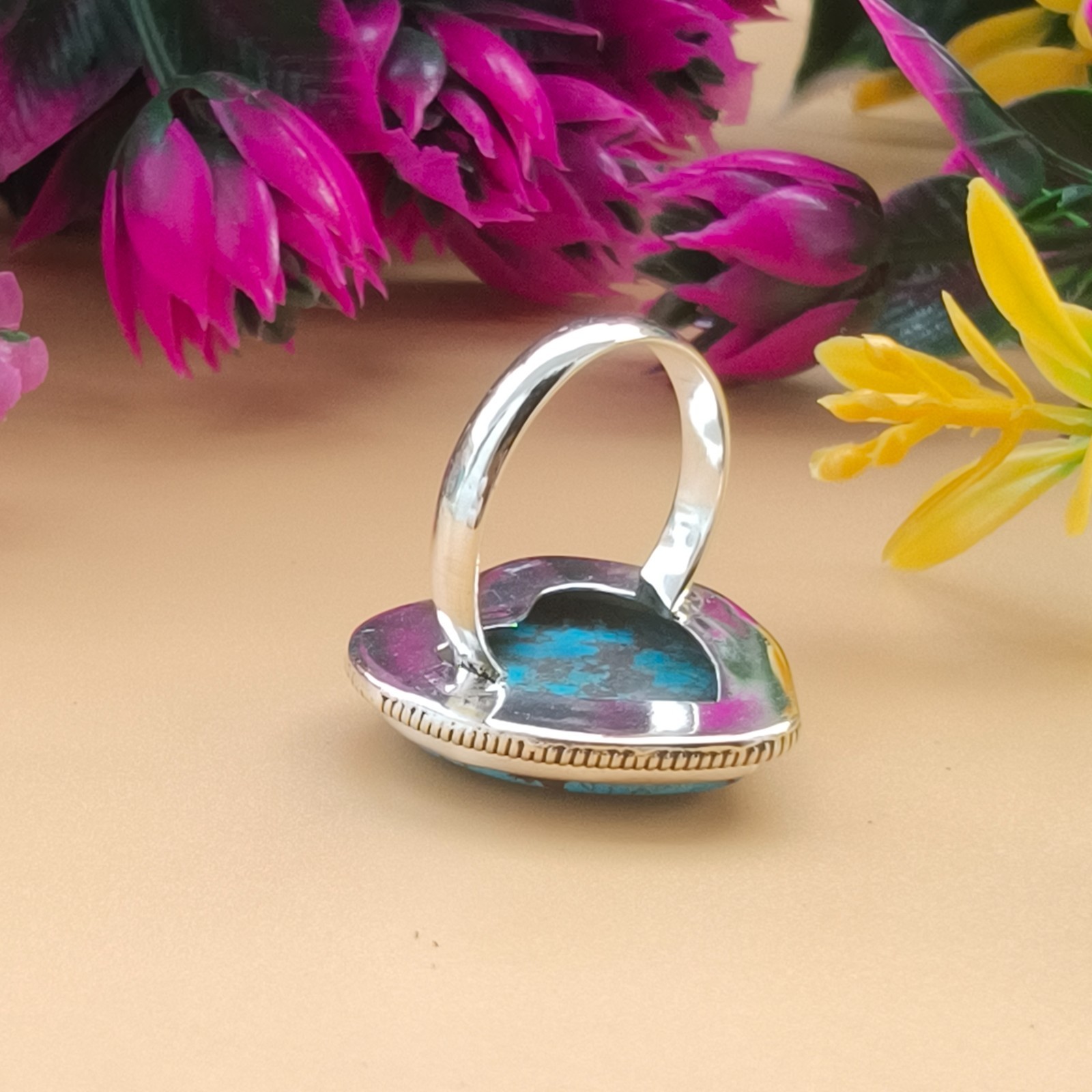 Turquoise Gemstone 925 Silver Handmade Statement Ring Jewelry
