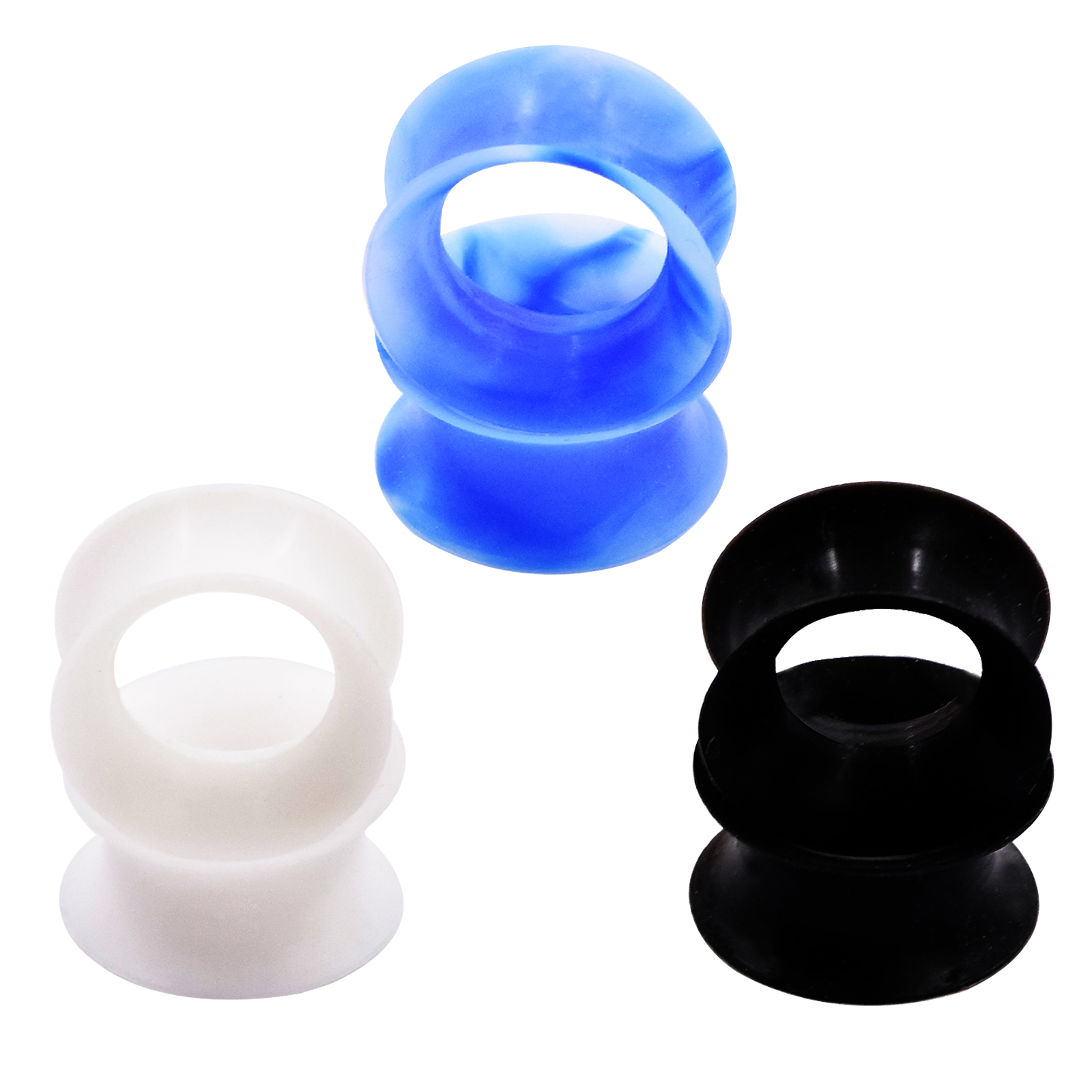 3 Pairs Thin Silicone Ear Skin Flexible Flesh Tunnels Plugs Ear Gauges Earlets