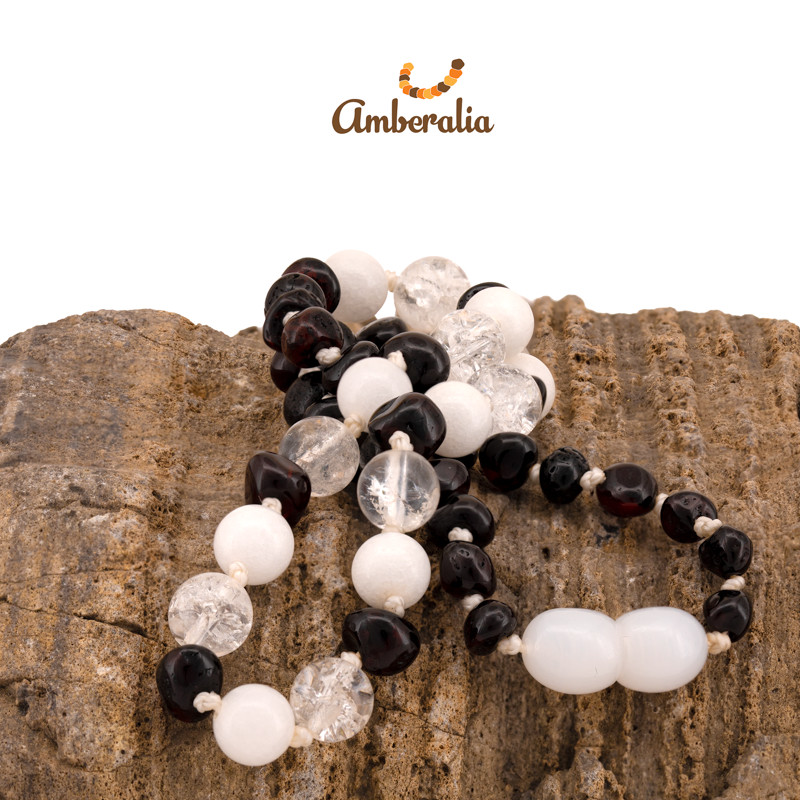 Amberalia Baltic Amber Necklace with Amethyst – 8 Styles – 12.5″ (32cm)