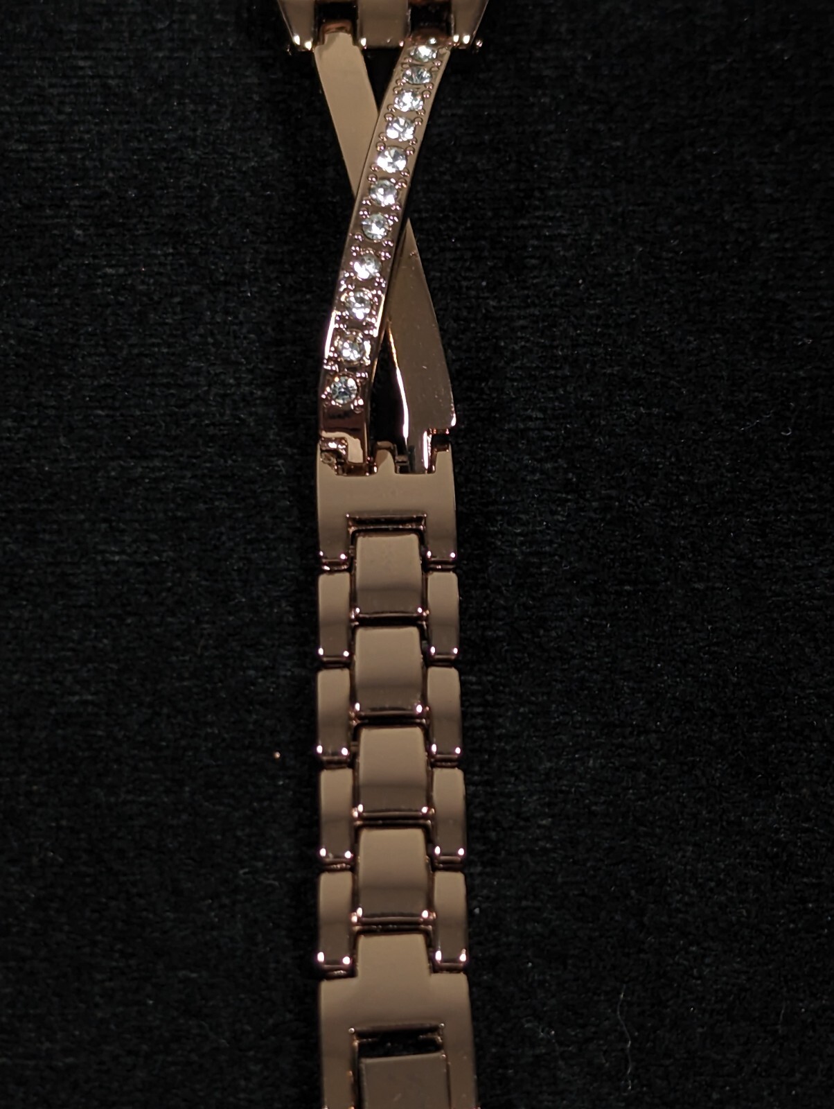 Brown Dial Crystal Accent Rectangle Case Link Bracelet Band Watch Womans 7.25 in
