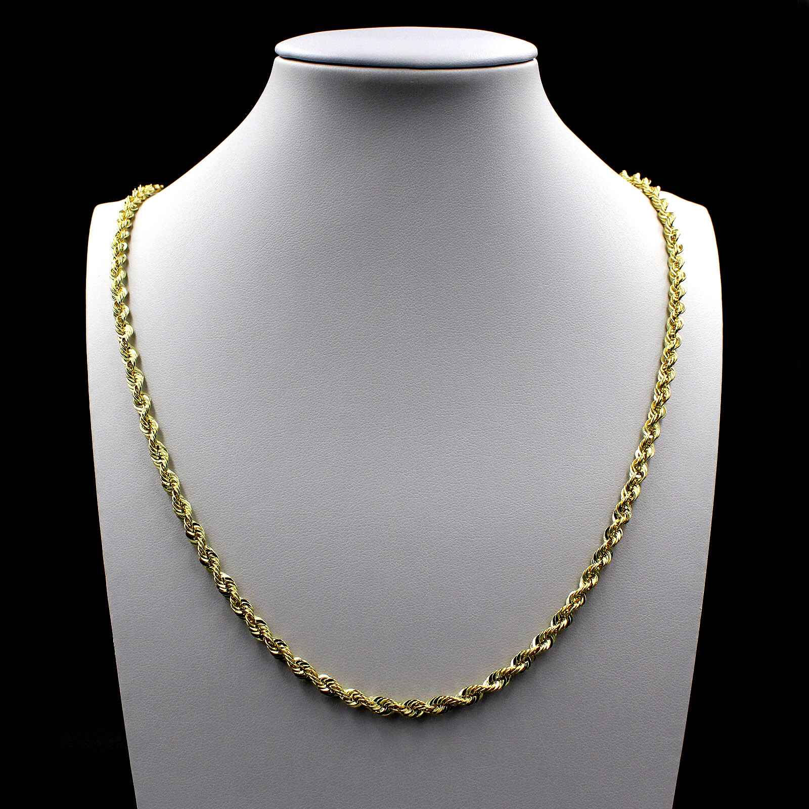 Real 10K Yellow Gold Necklace Gold Rope Chain 2.5mm 16″ 18″ 20″ 22″ 24″ 26″ 30″