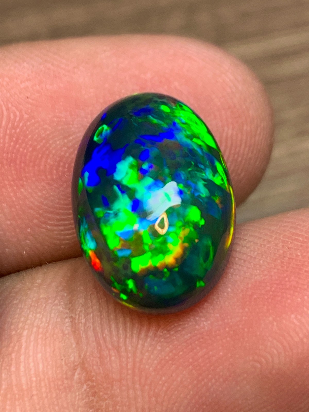 Ethiopian Black Opal Honeycomb Pin Fire 5.85 Carat Oval Cabochon Loose Gemstone