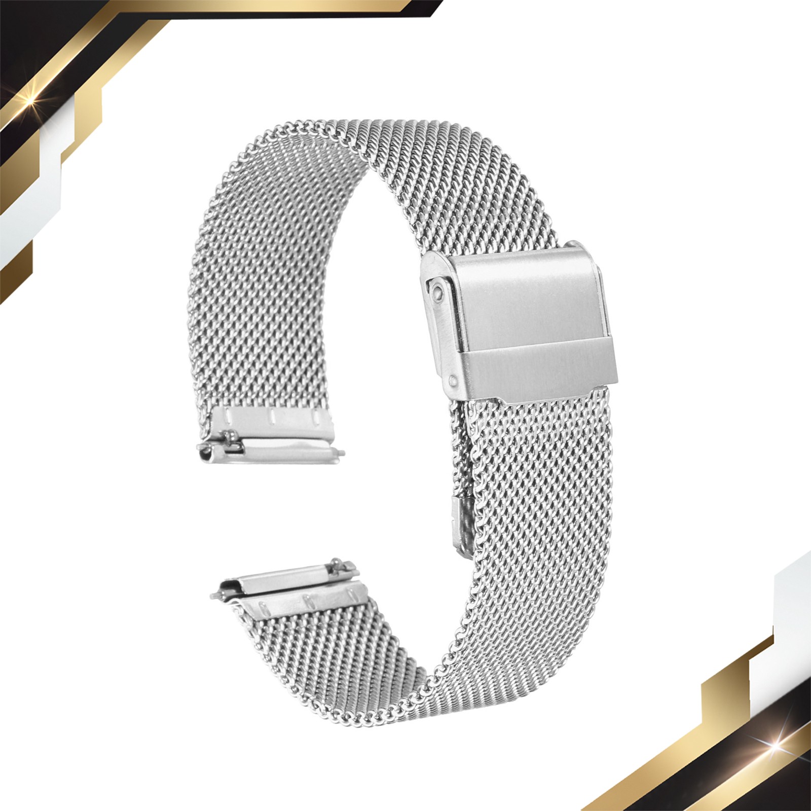 316L Stainless Steel Mesh Watch Band 18mm Quick Release Adjust Straps Silver