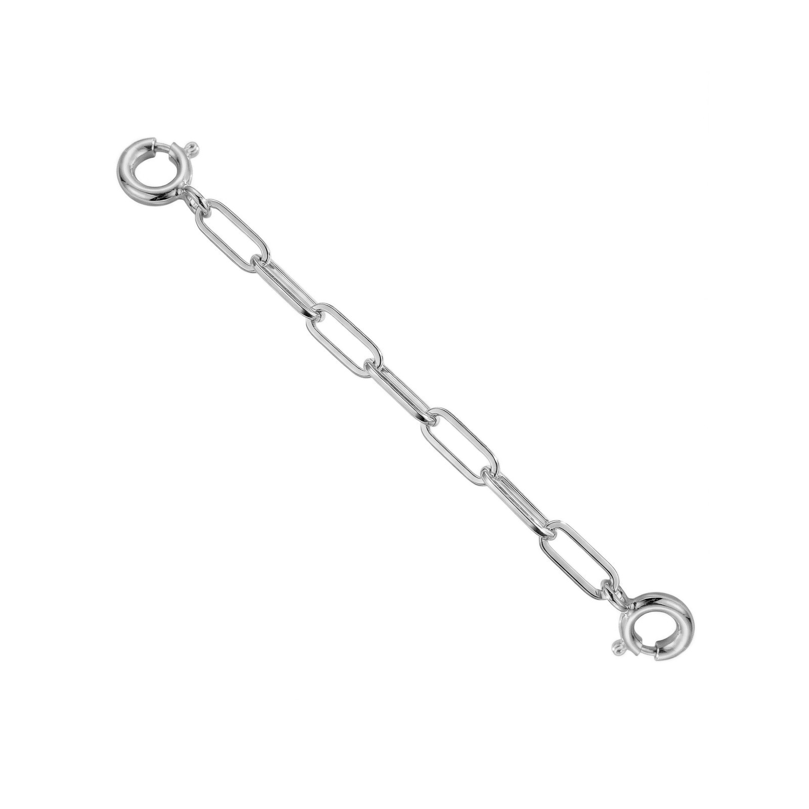 10k Solid White Gold 2mm Paper Clip Extender 1″ to 10″ Spring Ring At Each End