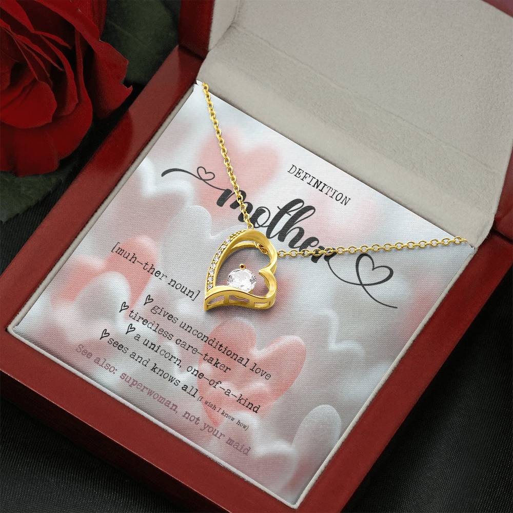 Definition of Mother – Mother’s Day Rose Pendant Necklace, Birthday Gift Wife
