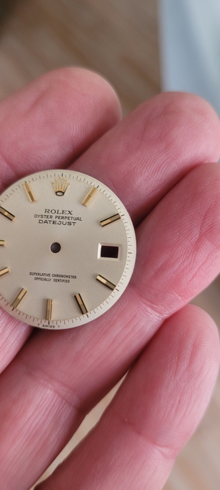 Rolex 100% genuine pie pan 36 mm non quick set 1601 dial silver rare markers!