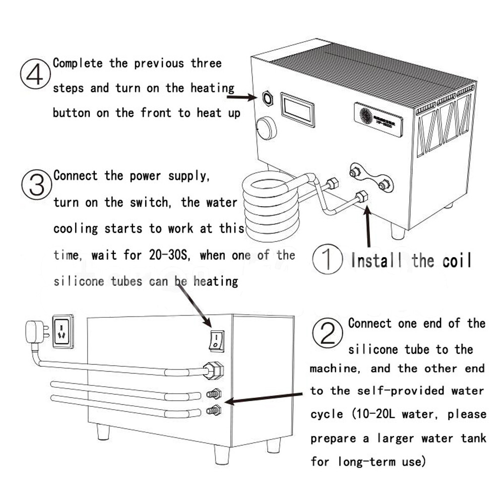 3KW Induction Furnace Metal Melting Smelt Gold Copper Iron 1600℃ 220V 1P
