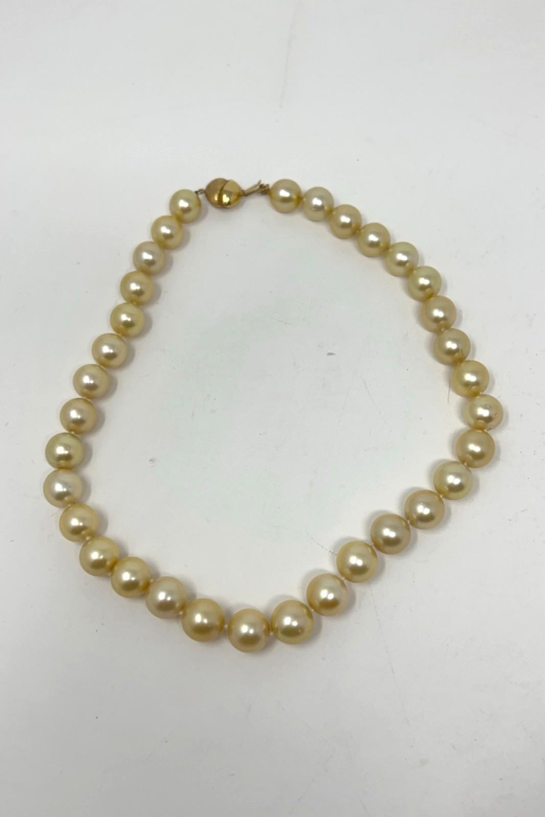 11.8-12.6mm Golden South Sea Pearl 14k Yellow Gold Strand 18″ – 90g